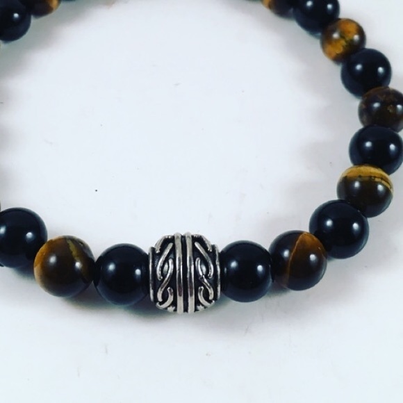 Men or women tiger eye onyx celtic charm bracelet - Picture 4 of 6